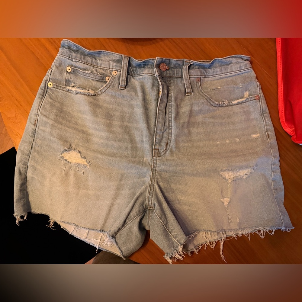 Madewell High Rise Raw Hem Denim Shorts